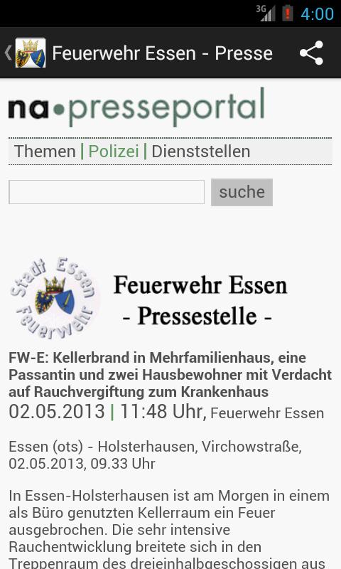 Feuerwehr Essen - Presse