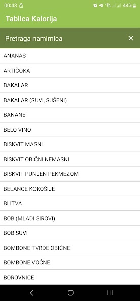 Tablica Kalorija