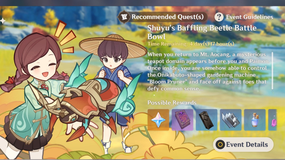 Impact de Genshin: Guide d'événement de Betle Bowl de Shuyu's Baffling Beetle Betle Bowl