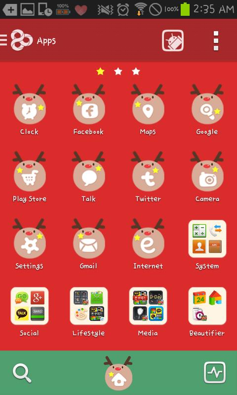 Red Rudolph Go launcher theme