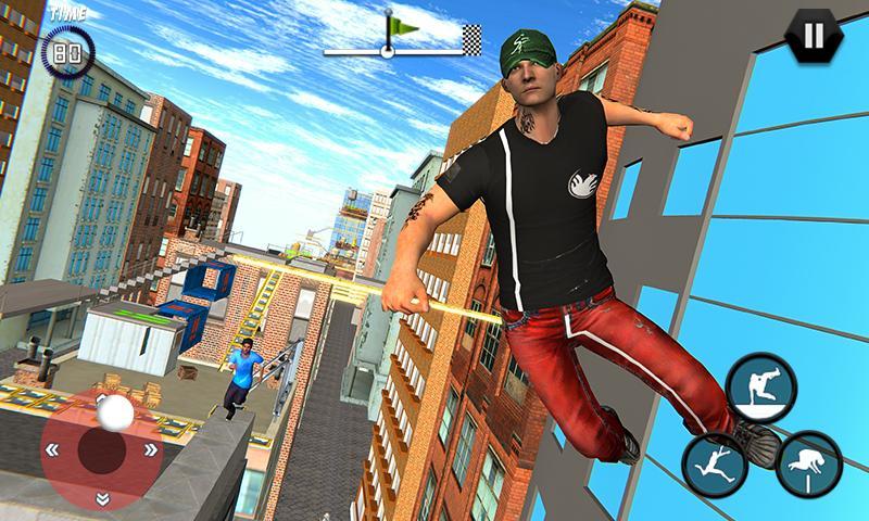 City Rooftop Parkour Runner