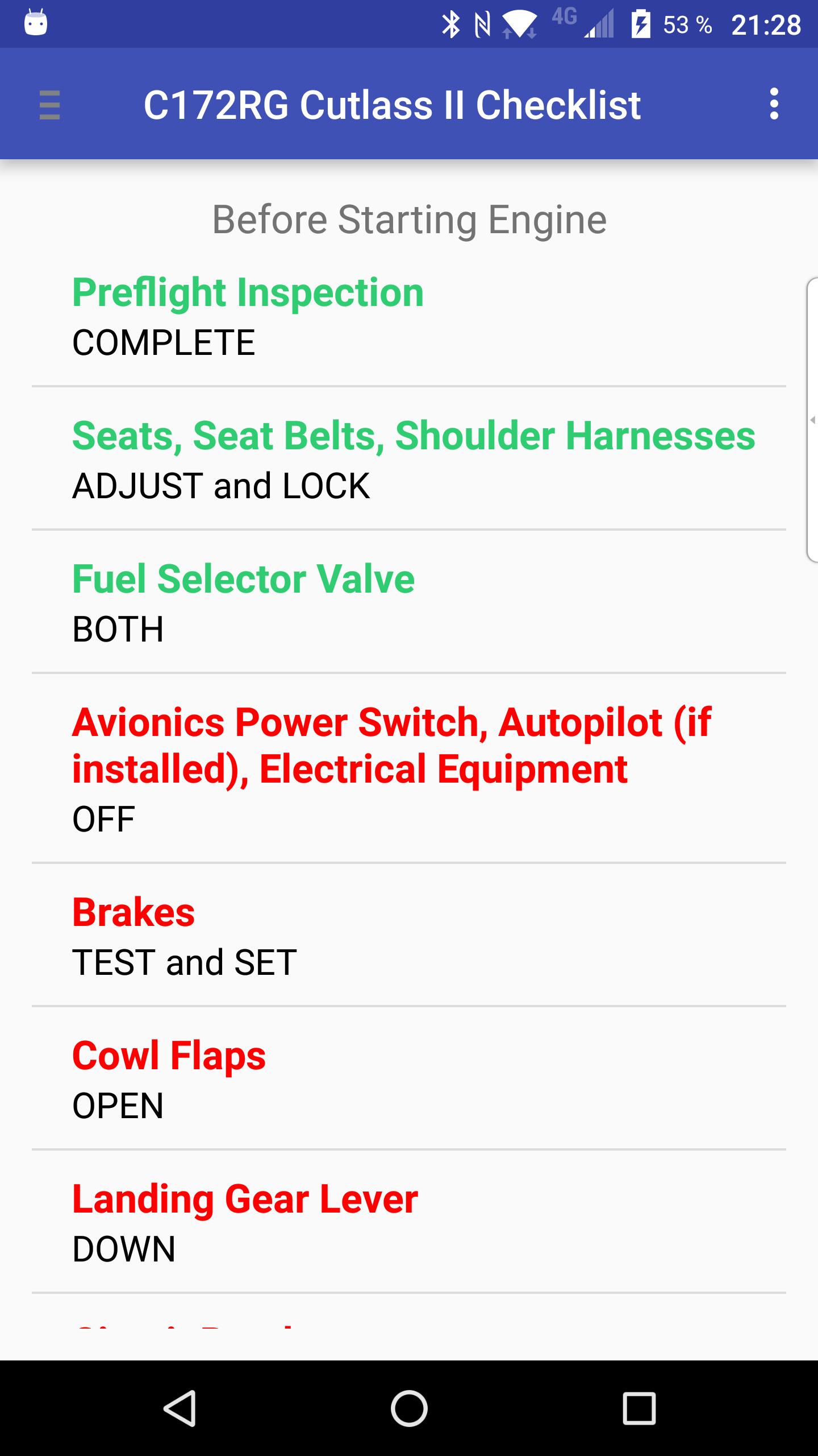 C172RG Cutlass II checklist Alabeo