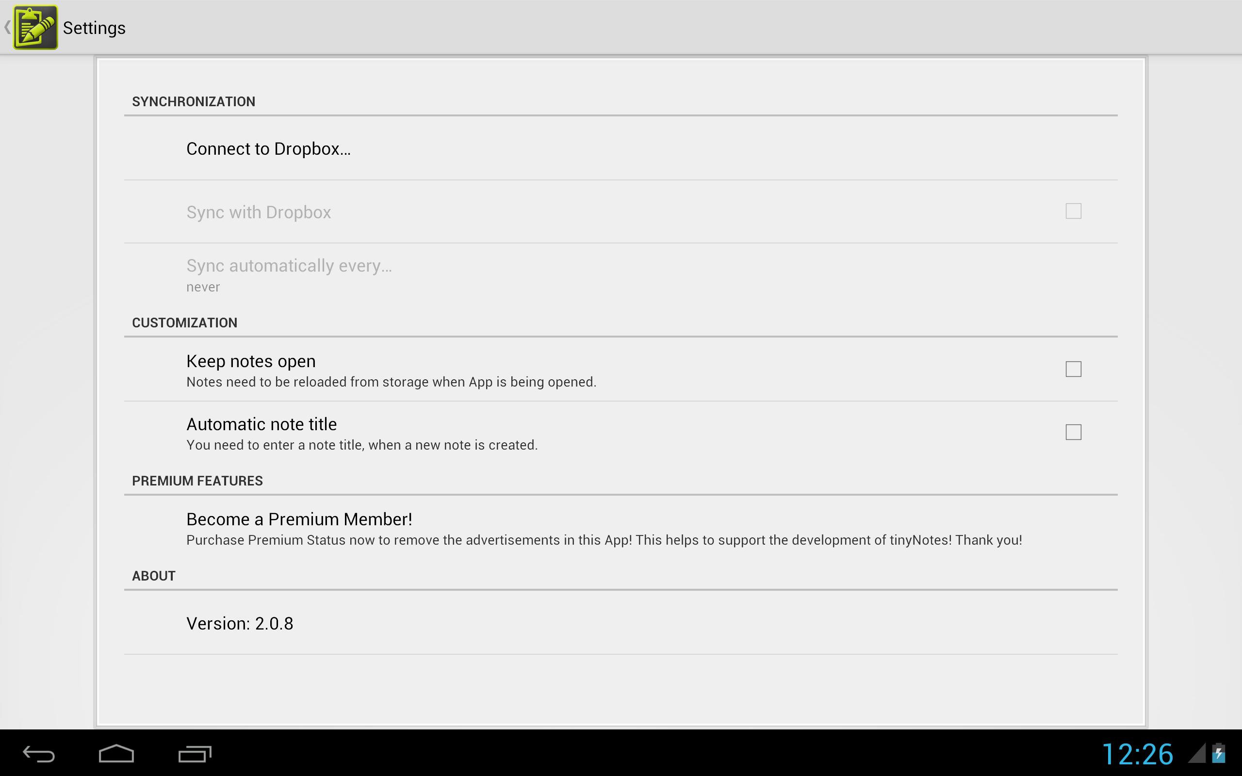 tinyNotes Notepad