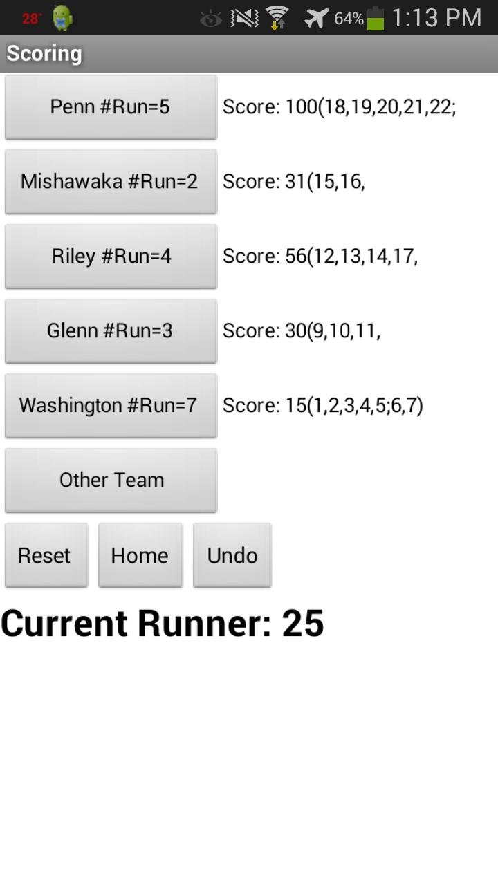 Cross Country Scoring