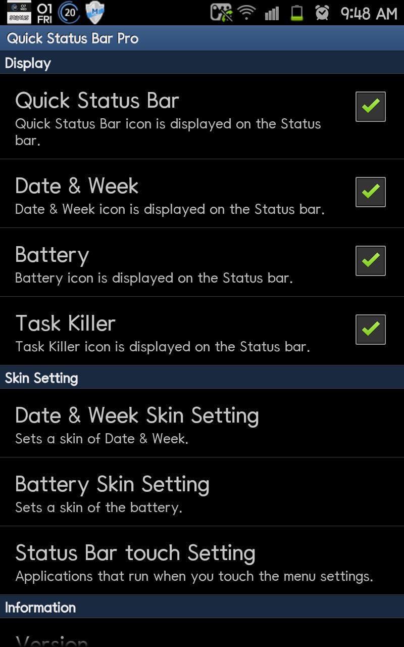 Quick Status Bar