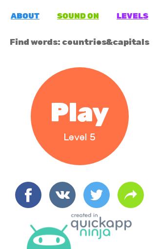 Find words: countries&capitals